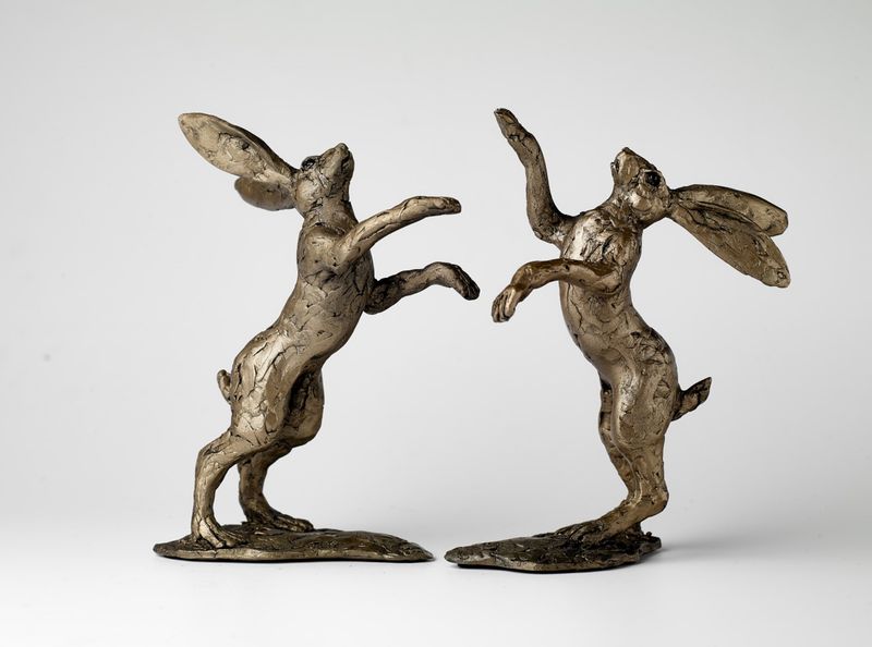 Boxing Hares Pair